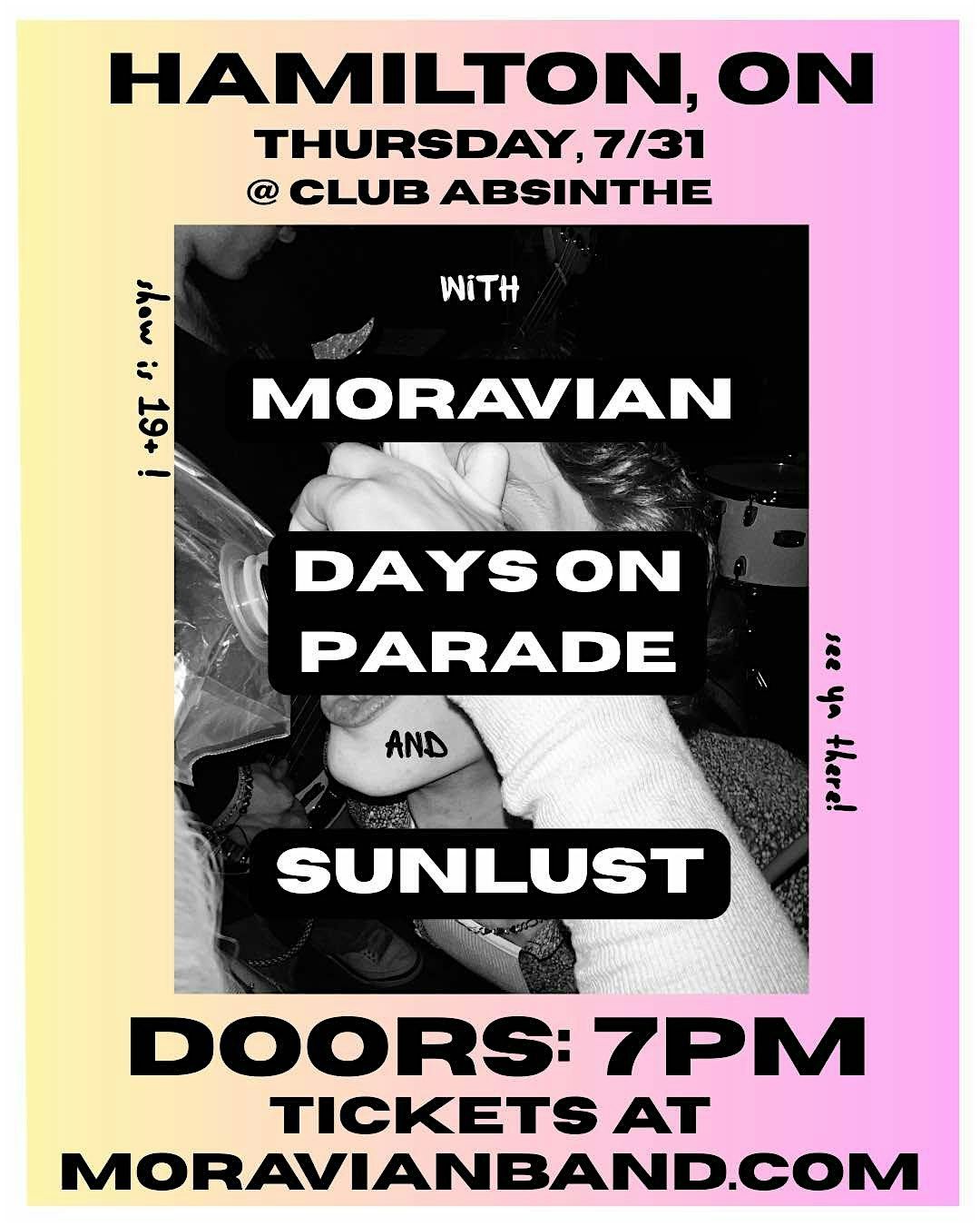 MORAVIAN & GUESTS at ABSINTHE, 31 July | Event in Hamilton | AllEvents