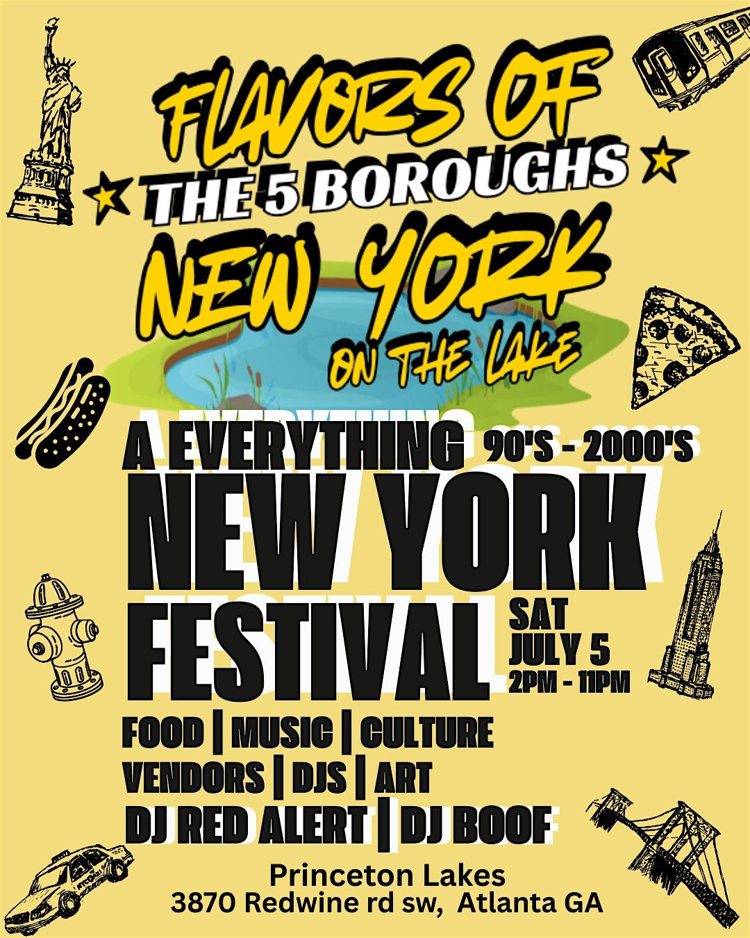 FLAVORS OF NEW YORK  - THE 5 BOROUGHS on the Lake, 5 July | Event in Atlanta | AllEvents