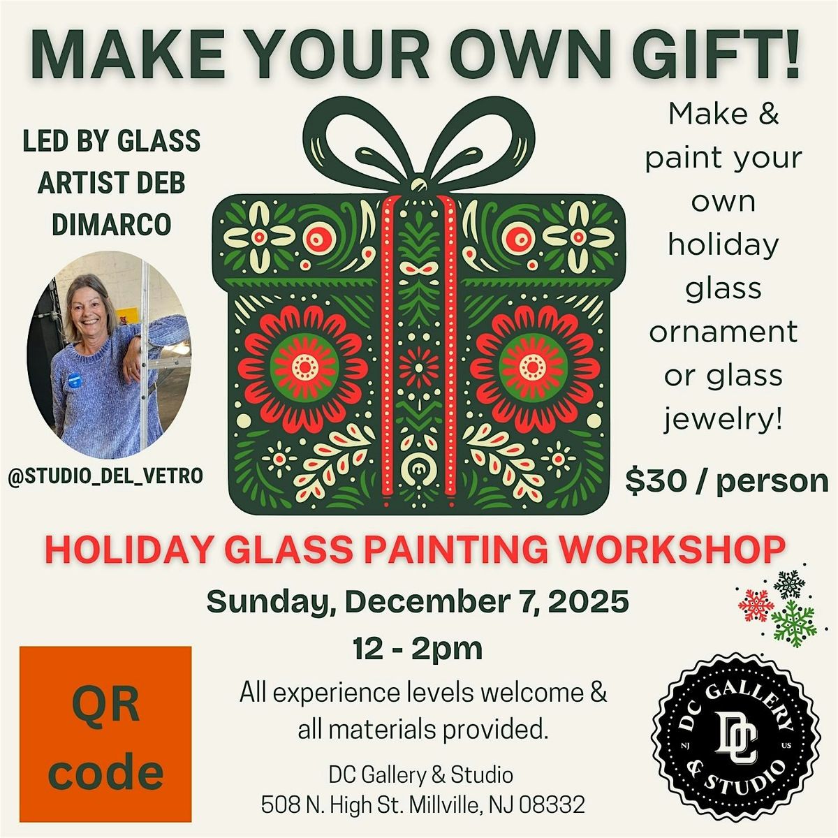 Make Your Own Gift: Glass Painting Workshop, 7 December | Event in Millville | AllEvents