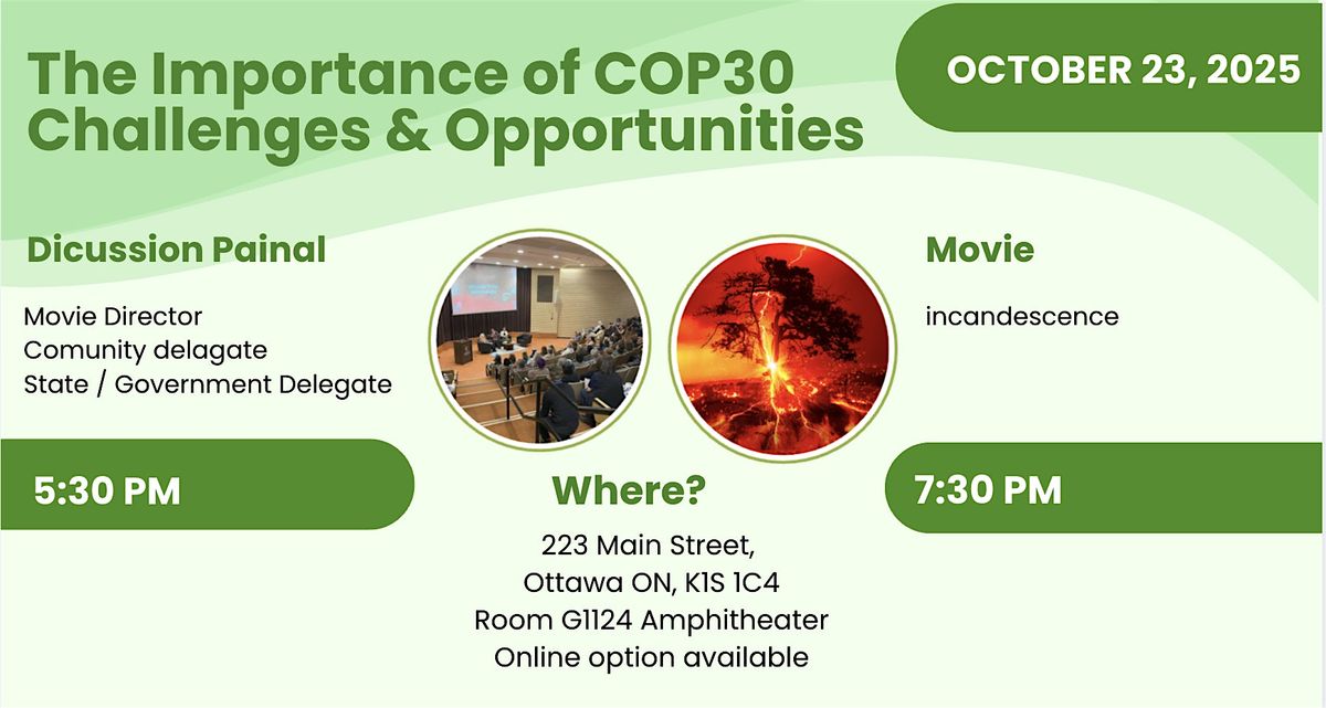 The Importance of COP30 – Challenges and Opportunities Day 2, 23 October | Event in Ottawa | AllEvents