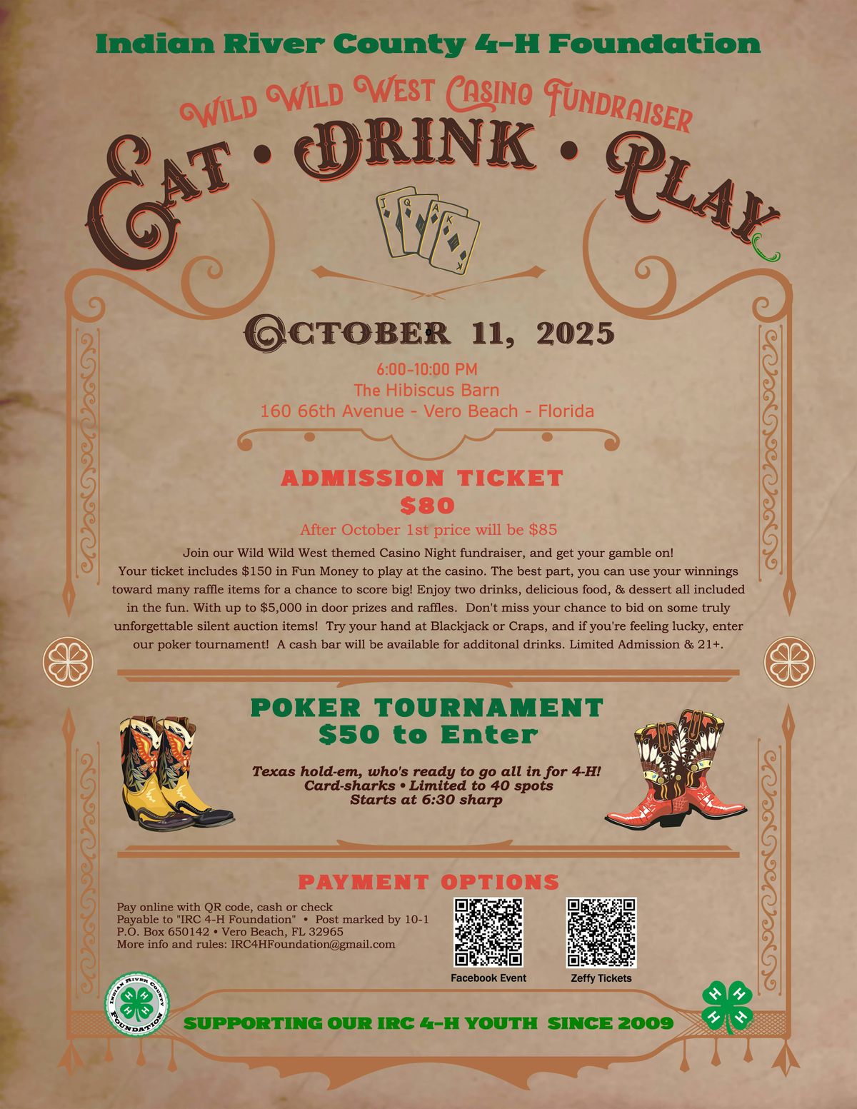 "Wild Wild West" Casino Night and Poker Tournament benefiting IRC 4-H Youth, 11 October | AllEvents