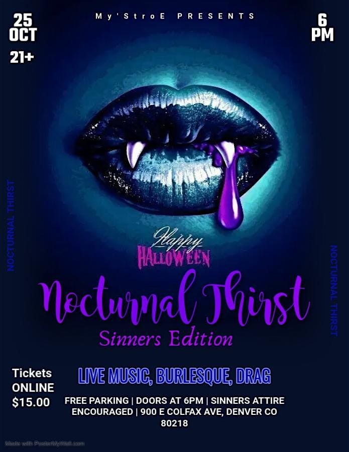 Nocturnal Thirst - Sinners Edition Halloween Showcase, 25 October | Event in Denver | AllEvents