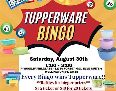 Tupperware Bingo with Traci, 30 August | Event in Wellington | AllEvents