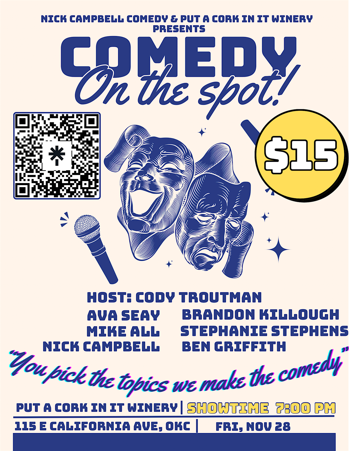Put A Cork In It: Comedy On The Spot!, 28 November | Event in Oklahoma City | AllEvents