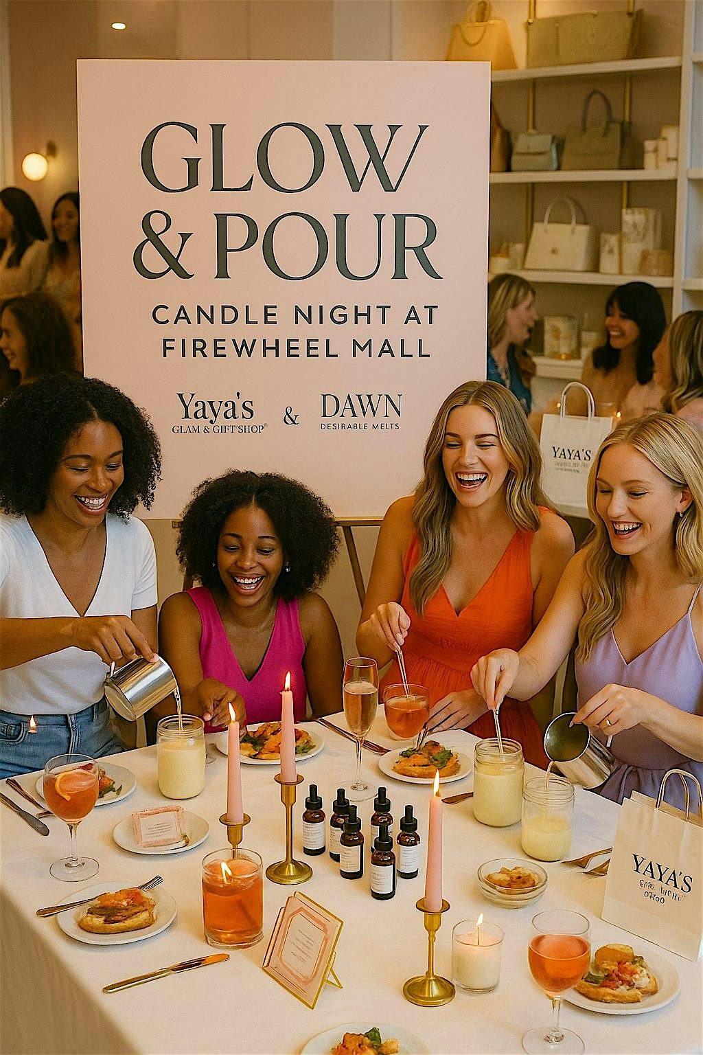 Glam & Glow: Candle Party at Yaya’s with Dawn Desirable Melts, 9 August | Event in Garland | AllEvents