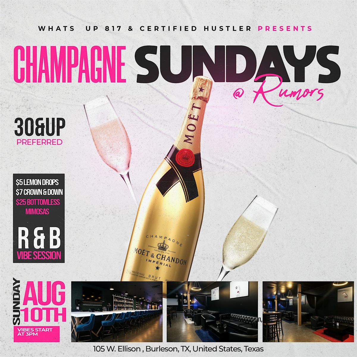 Champagne Sundays, 10 August | Event in Burleson | AllEvents