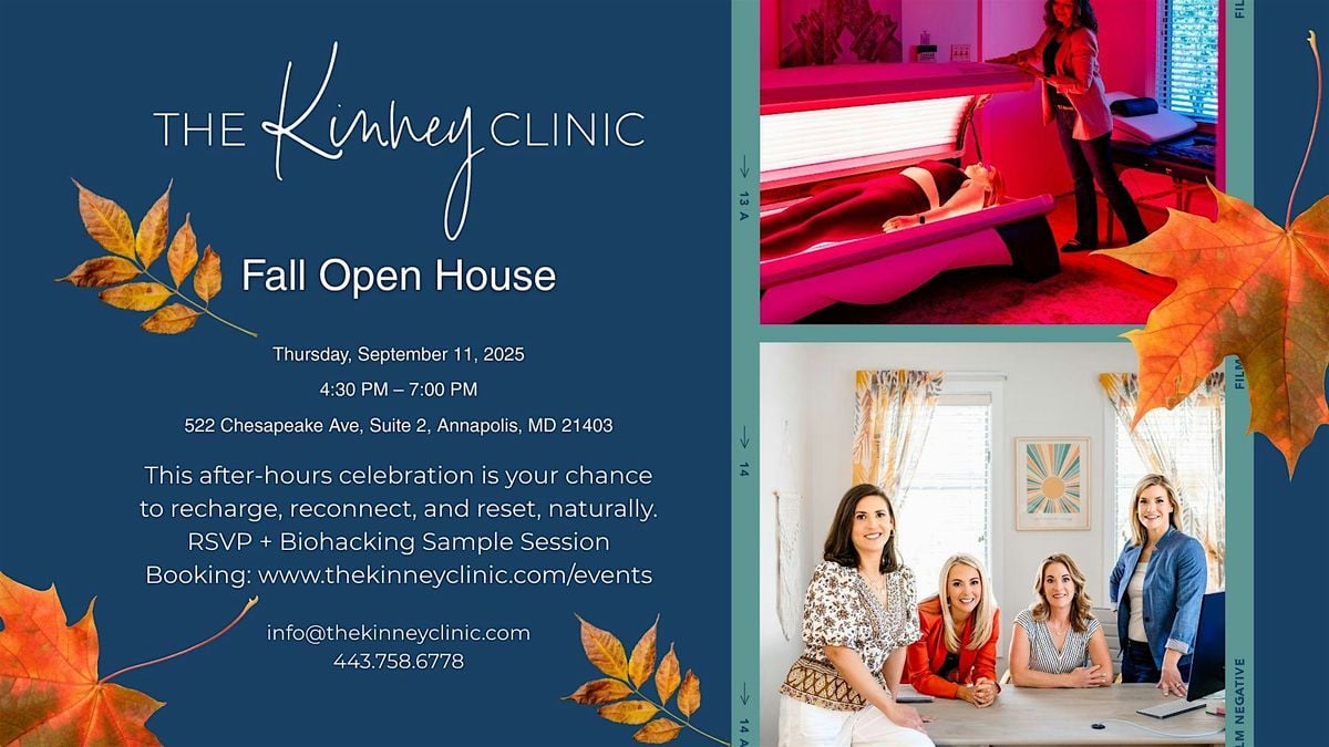 The Kinney Clinic Open House – A Calm Evening of Wellness & Connection, 11 September | Event in Annapolis