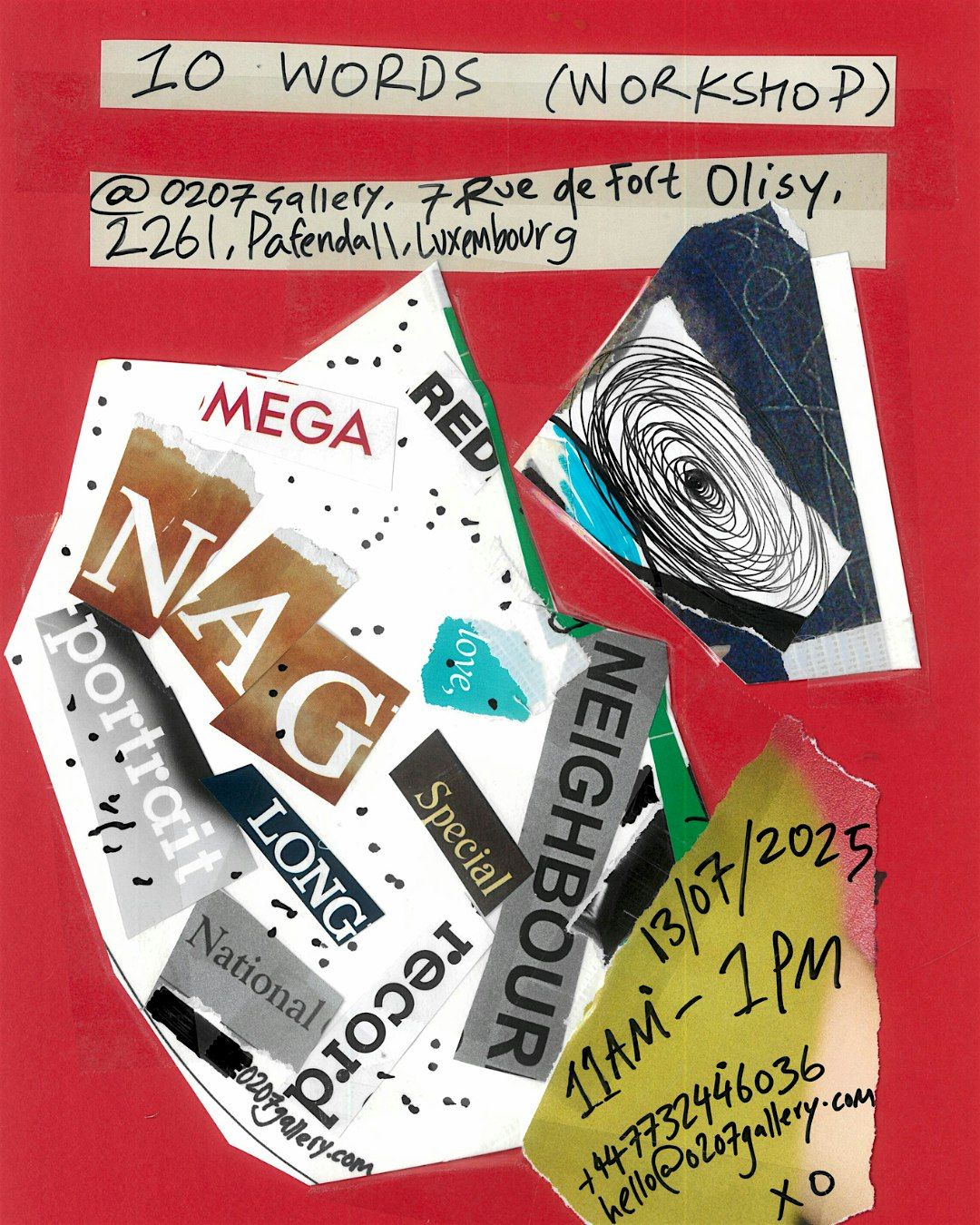 0207 Gallery - 10 Words (workshop), 13 July | Event in Luxembourg | AllEvents
