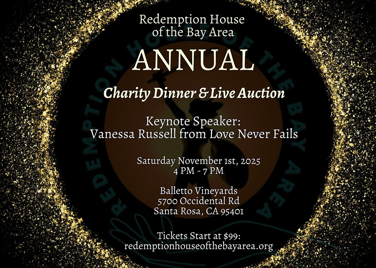 Redemption House of the Bay Area 3rd Annual Fundraiser & Live Auction, 1 November | Event in Santa Rosa