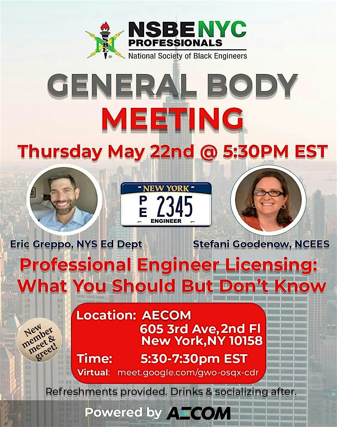 NSBE NYC General Body Meeting - May 2025, 22 May | Event in New York | AllEvents