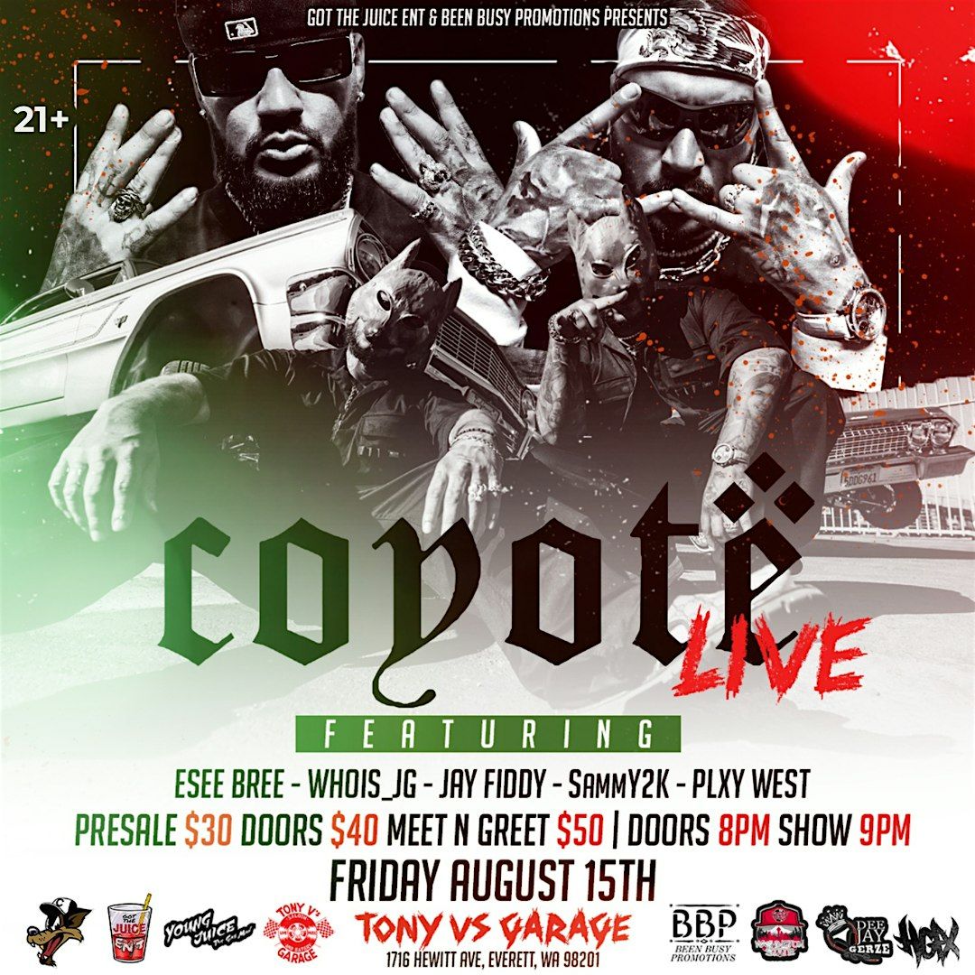 Coyote Live at Tony V's Garage, 15 August | Event in Everett | AllEvents