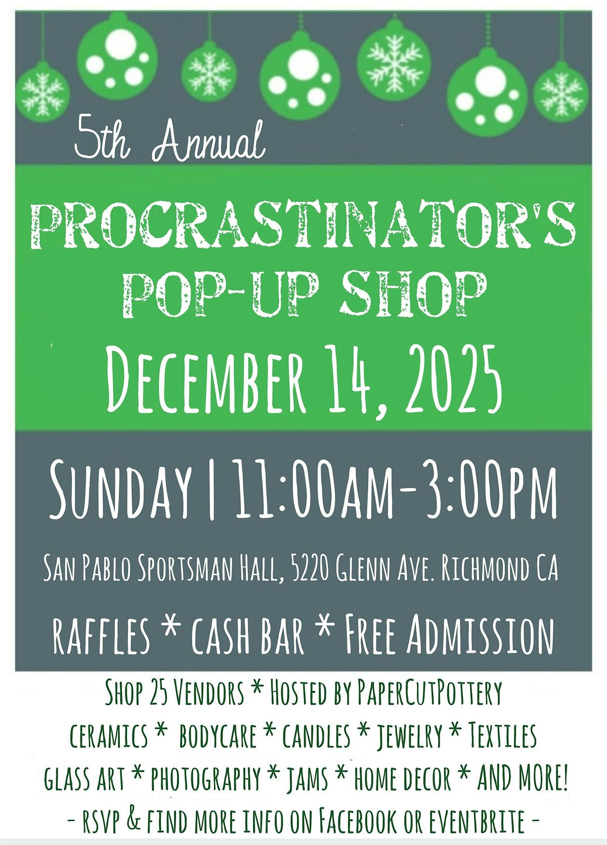 5th Annual Procrastinators Holiday Pop Up 2025, 14 December | Event in Richmond | AllEvents