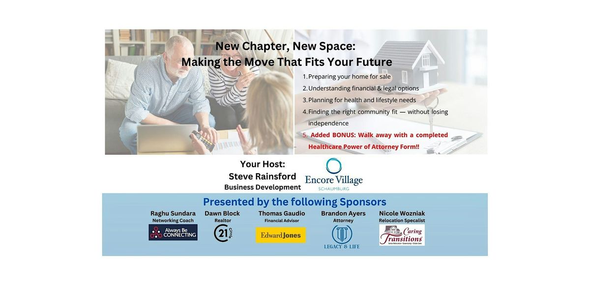 New Chapter, New Space: Making the Move That Fits Your Future, 13 January | Event in Schaumburg | AllEvents