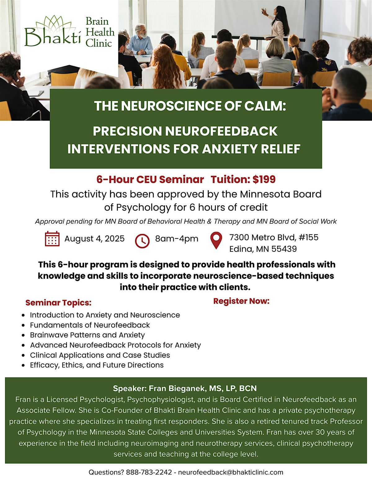 The Neuroscience of Calm: Precision Neurofeedback Interventions for Anxiety, 16 October | Event in Edina | AllEvents