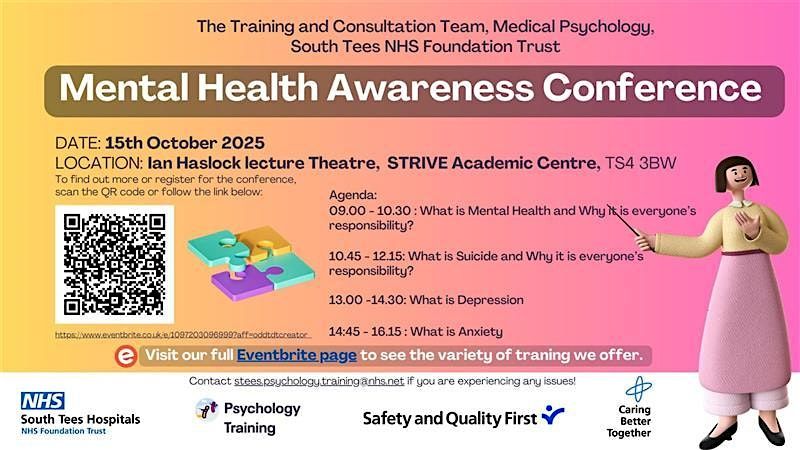 Mental Health Awareness Conference- October 15th 2025, 15 October | Event in Middlesbrough | AllEvents