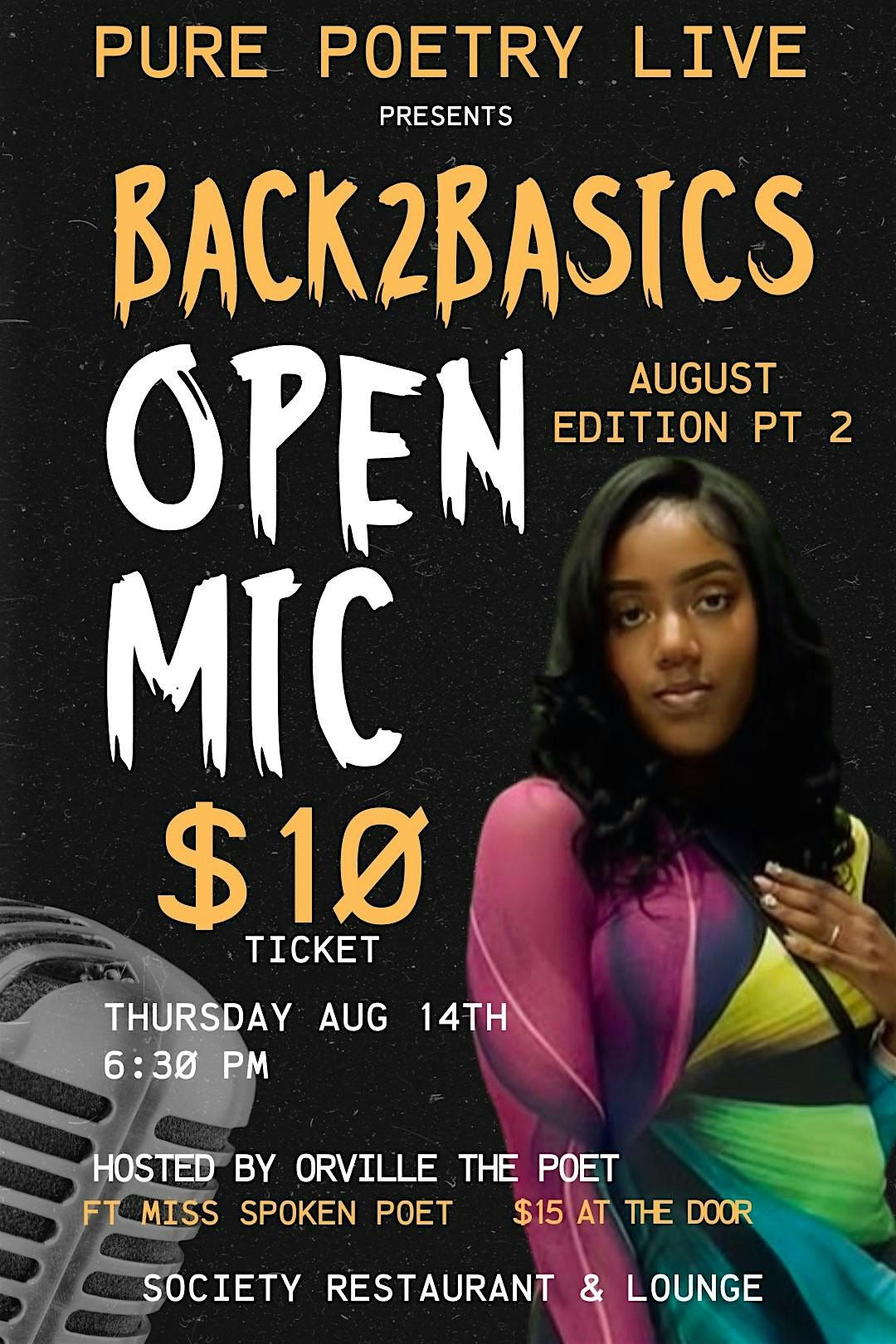 Pure Poetry Live presents "Back 2  Basics" Open Mic, 14 August | Event in Silver Spring | AllEvents