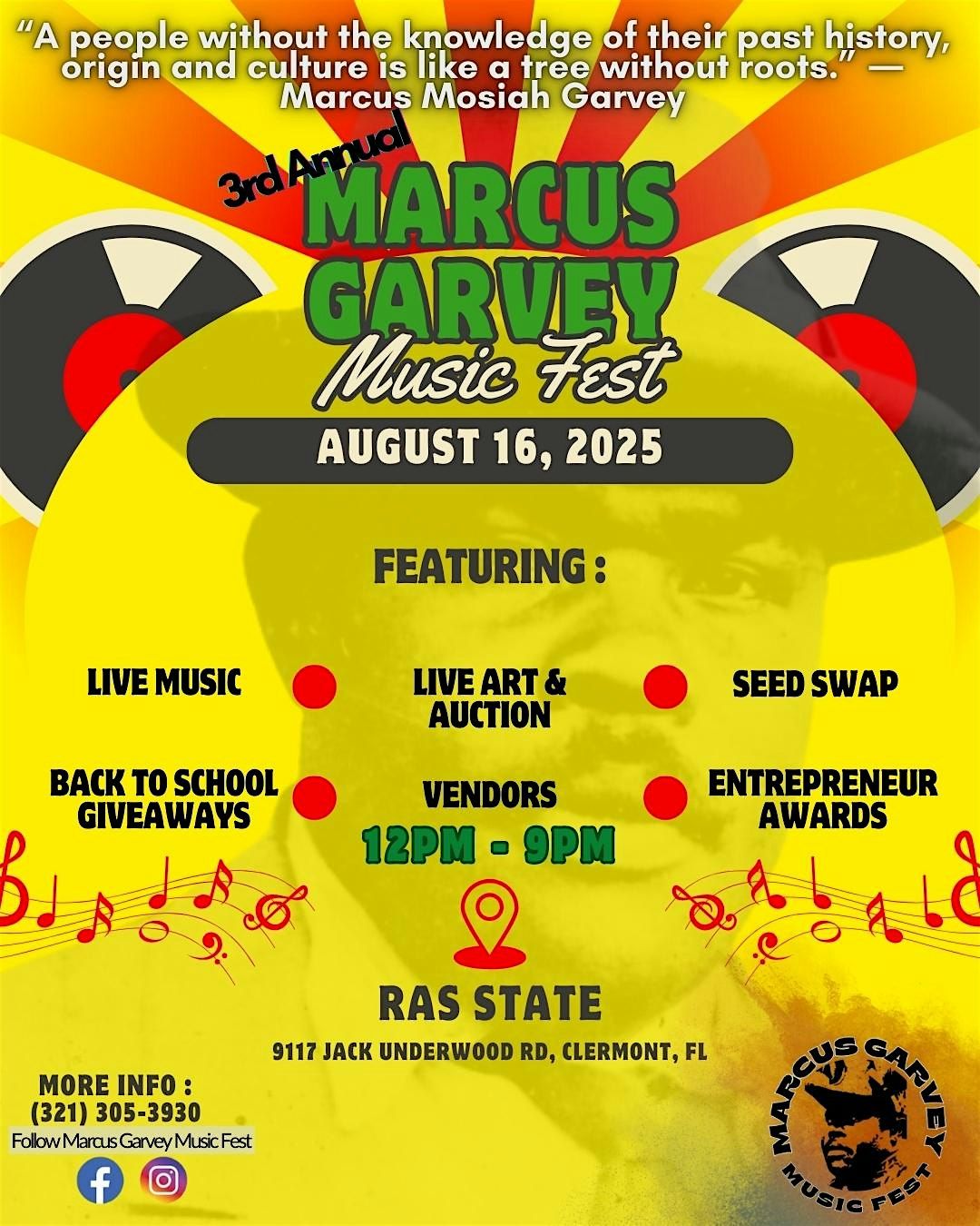3rd Annual Marcus Garvey Music Fest, 16 August | Event in Clermont | AllEvents