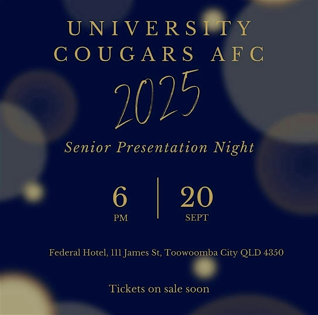 University Cougars AFC Senior Presentations, 20 September | Event in Toowoomba City | AllEvents