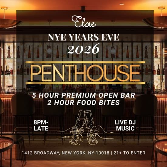 Elsie Penthouse Times Square NYC New Year's Eve 2026 Party - w/ 5 Hour Open Bar, 31 December | Event in Manhattan