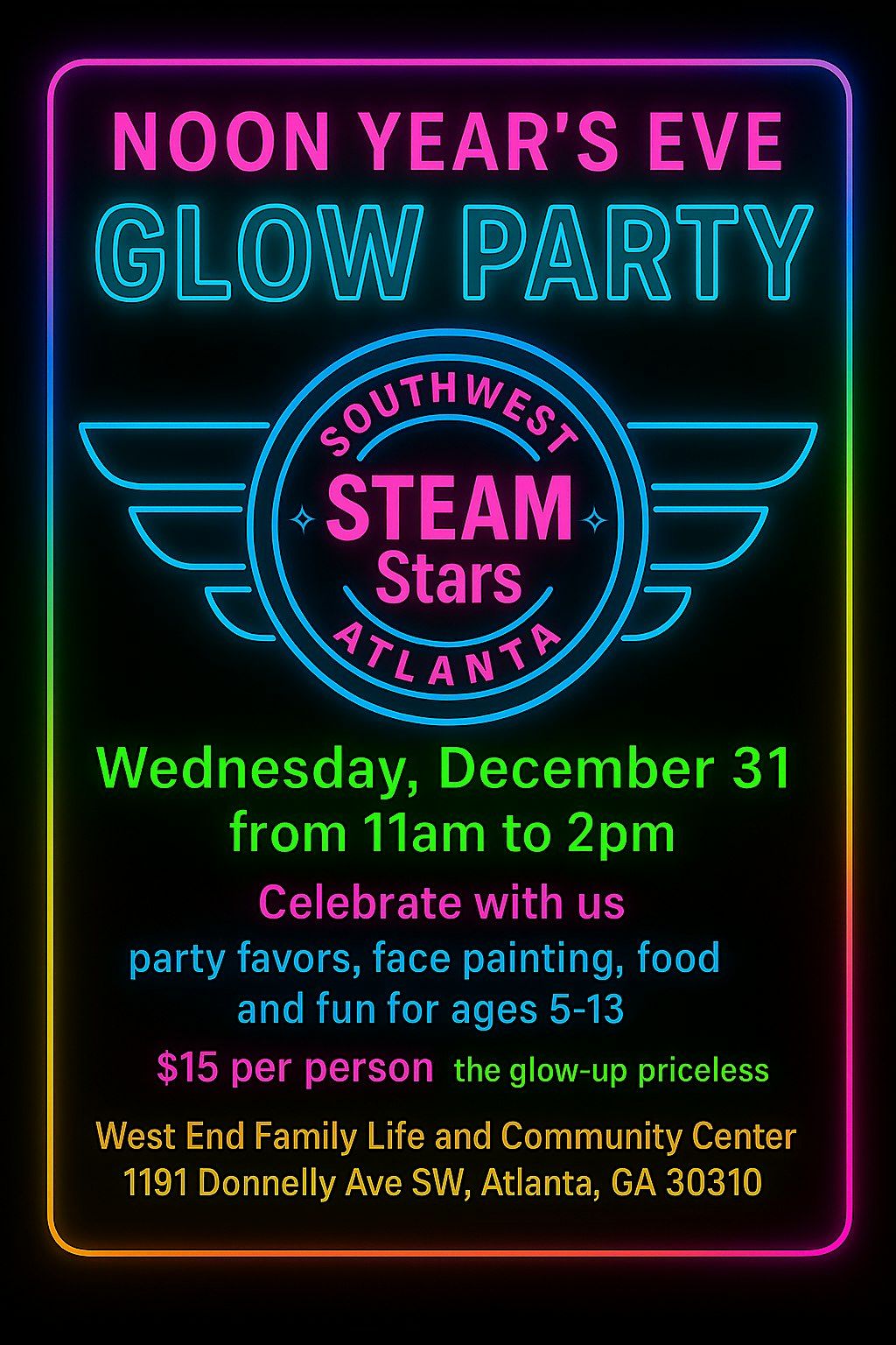 Noon Year’s Eve Glow Party, 31 December | Event in Atlanta | AllEvents