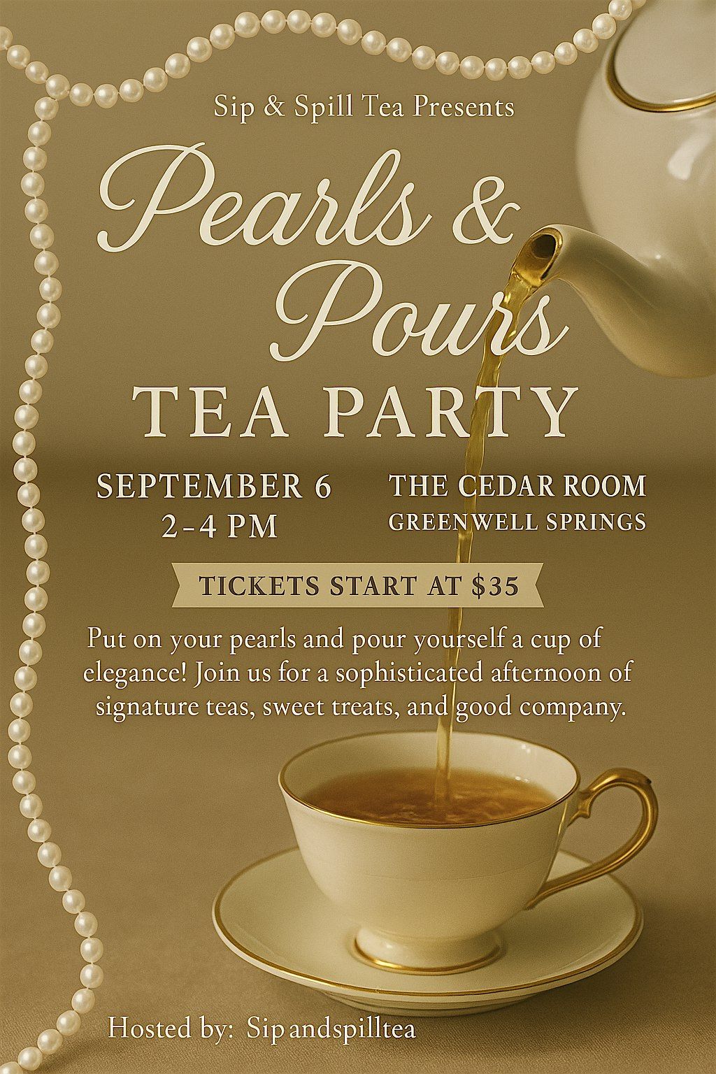 Sip&Spill's: Pearls And Pours, 6 September | Event in Central | AllEvents