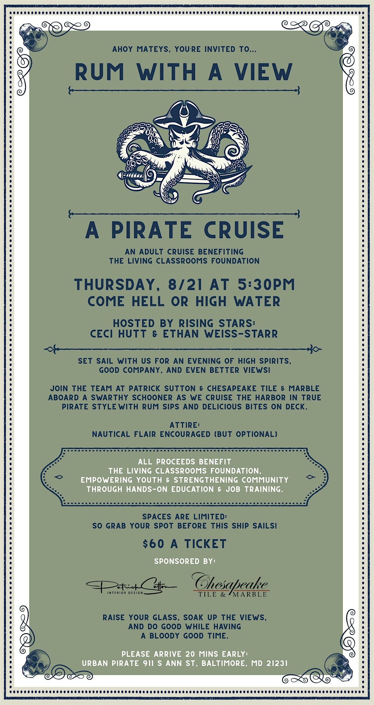 Rum with a View - A Pirate Cruise, 21 August | Event in Baltimore | AllEvents