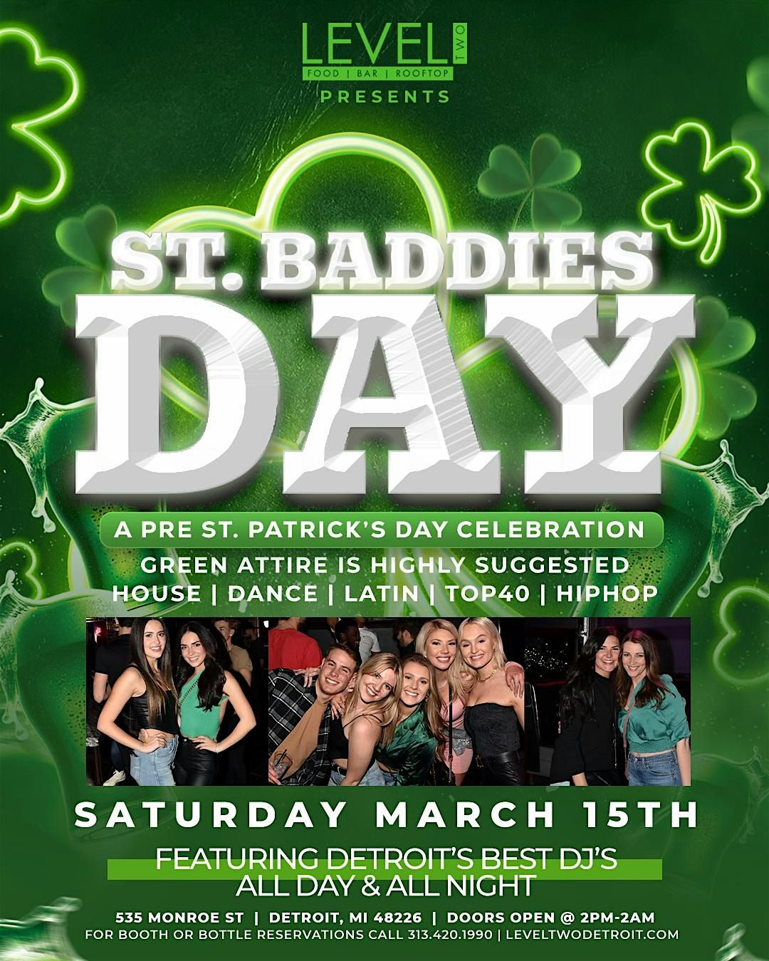 St. Baddies Day, Level Two Bar & Rooftop, Detroit, 15 March to 16 March ...