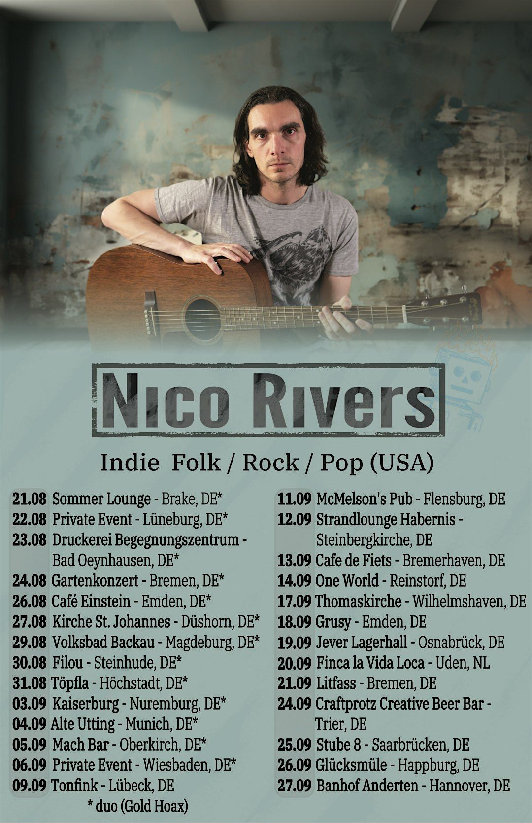 Nico Rivers (USA) @ One World, 14 September | Event in Reinstorf | AllEvents