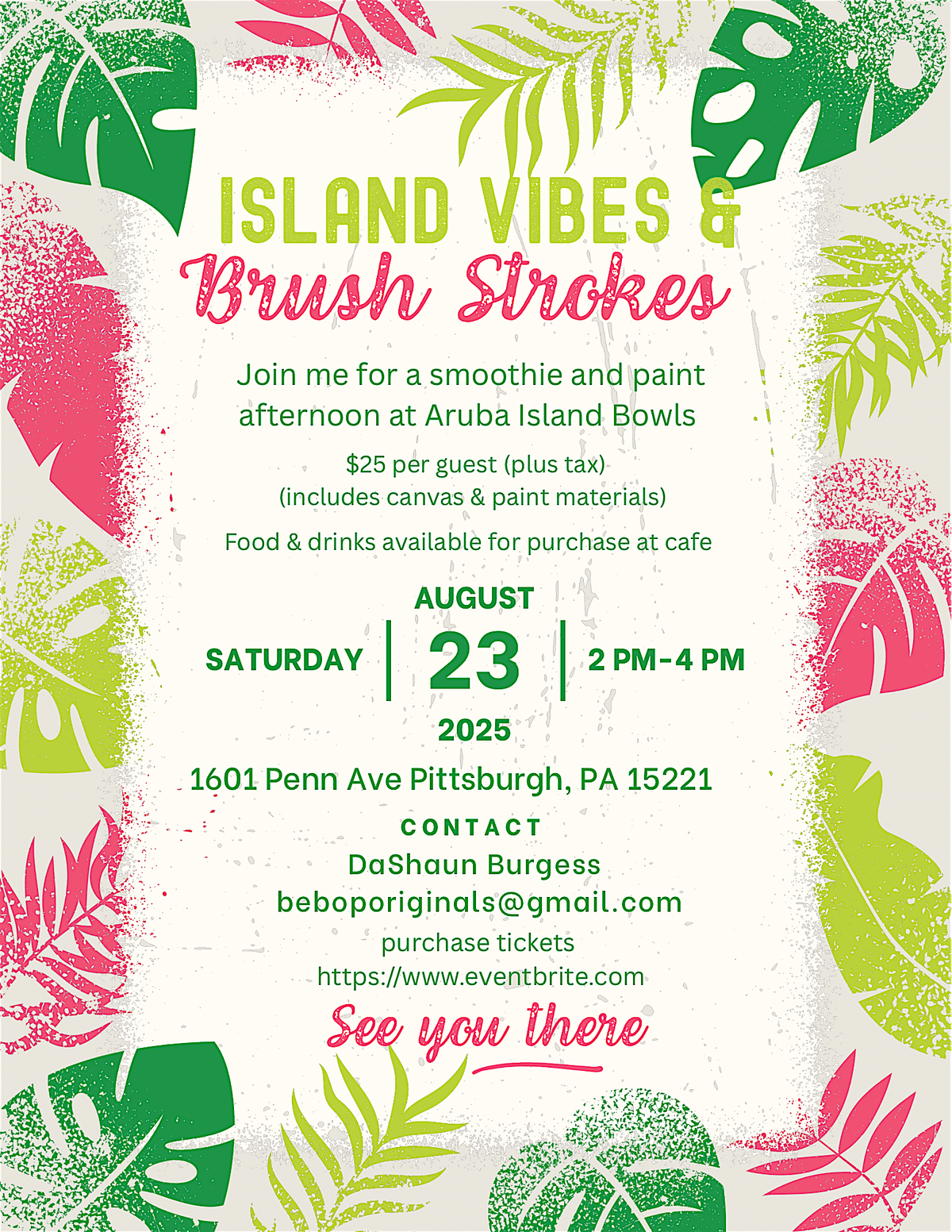 Island Vibes & Brush Strokes, 23 August | Event in Pittsburgh | AllEvents