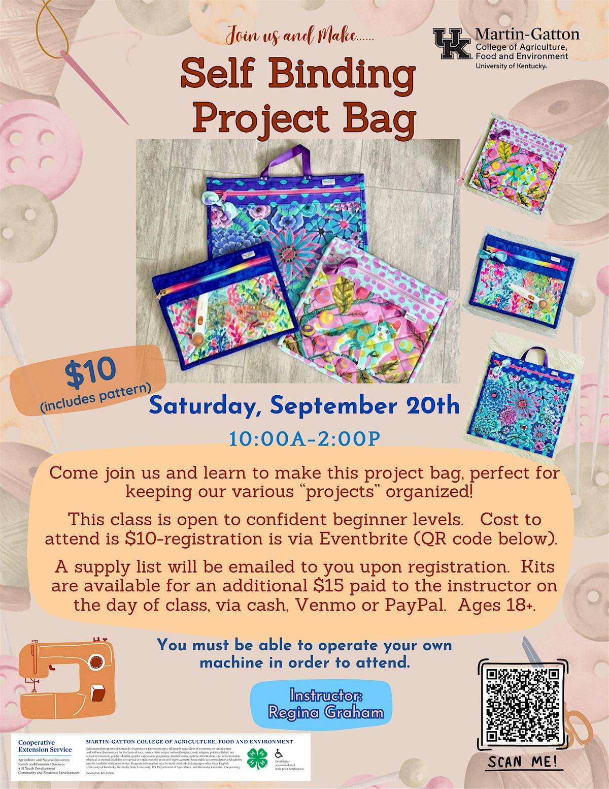 Self Binding Project Bag, 20 September | Event in Danville | AllEvents