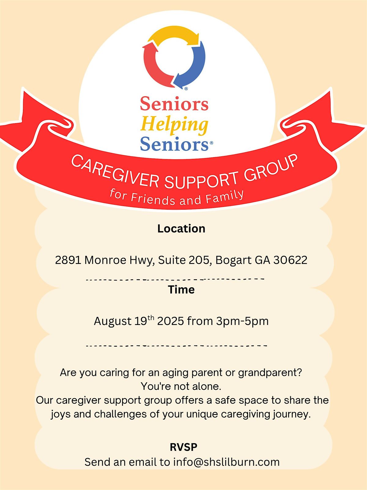 Caregiver Support Group by Seniors Helping Seniors, 19 August | Event in Bogart | AllEvents