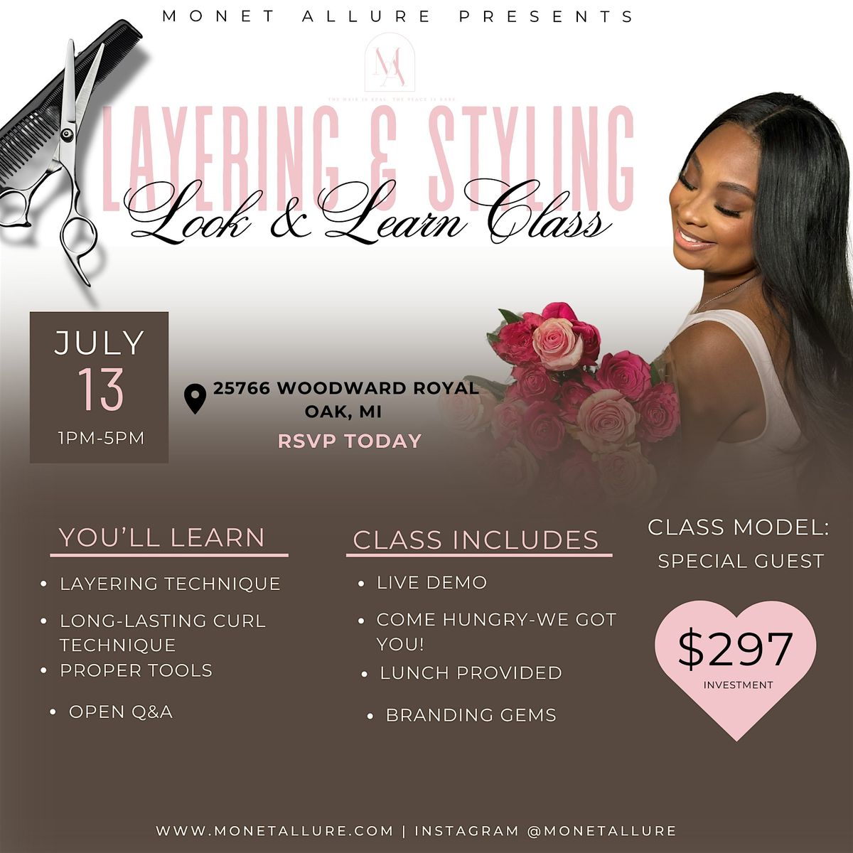 MONET ALLURE: LOOK AND LEARN STYLING CLASS, 13 July | Event in Royal Oak | AllEvents