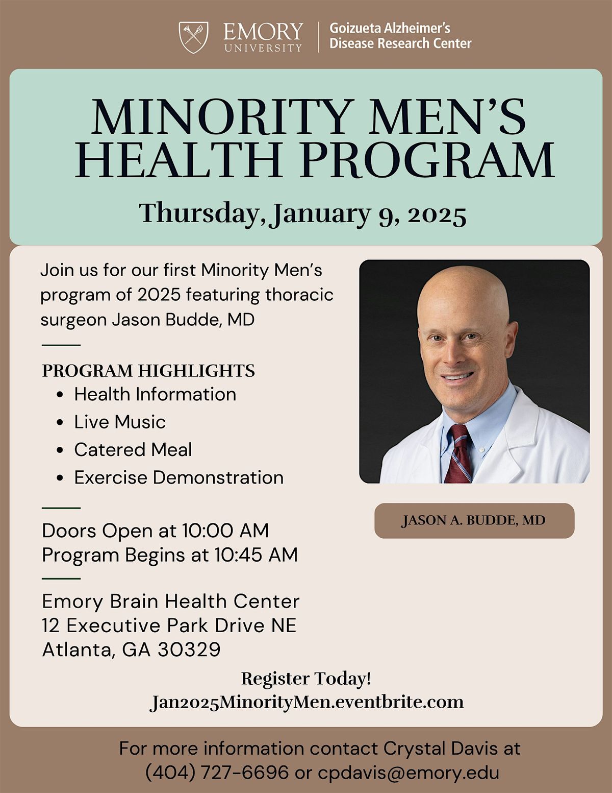 Minority Mens Health Program January 9, 2024, Emory Brain Health