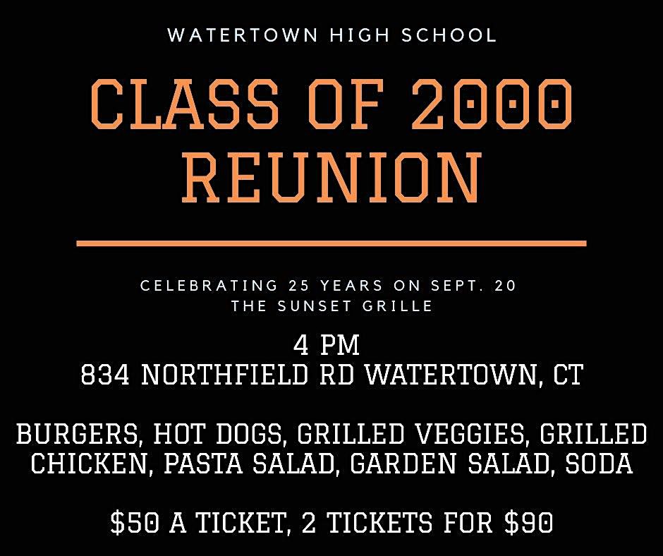 Watertown Class of 2000 - 25th Reunion, 20 September | Event in Watertown | AllEvents