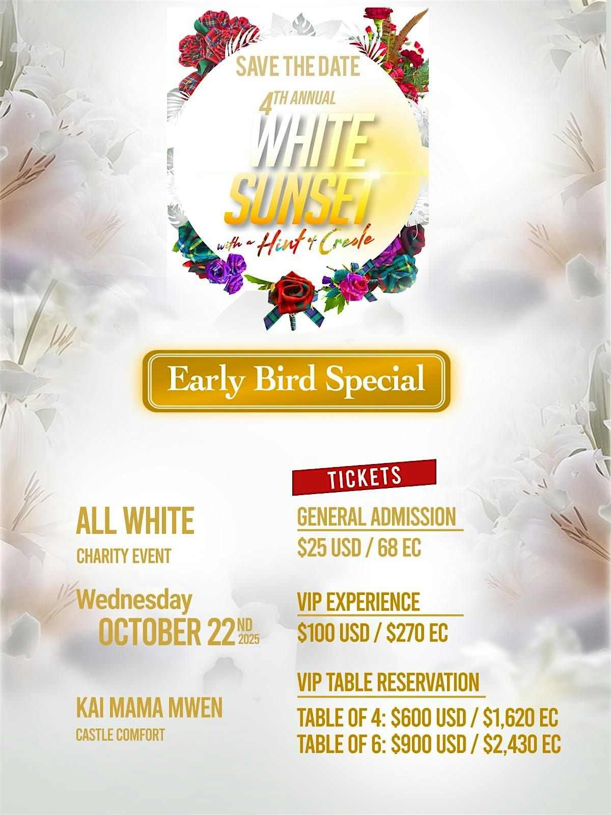 White Sunset an Elegant All White Charity Event with a Hint of Creole 2025, 22 October | Event in Roseau | AllEvents
