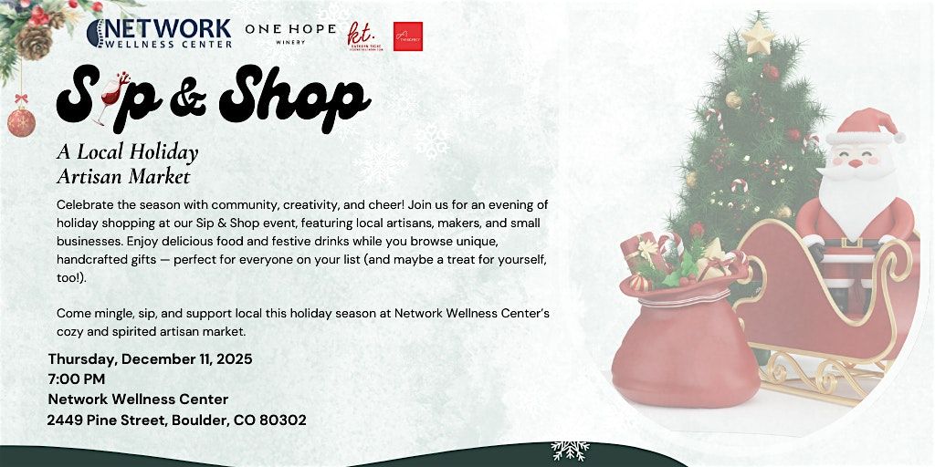 Sip & Shop: A Local Holiday Artisan Market, 11 December | Event in Boulder | AllEvents