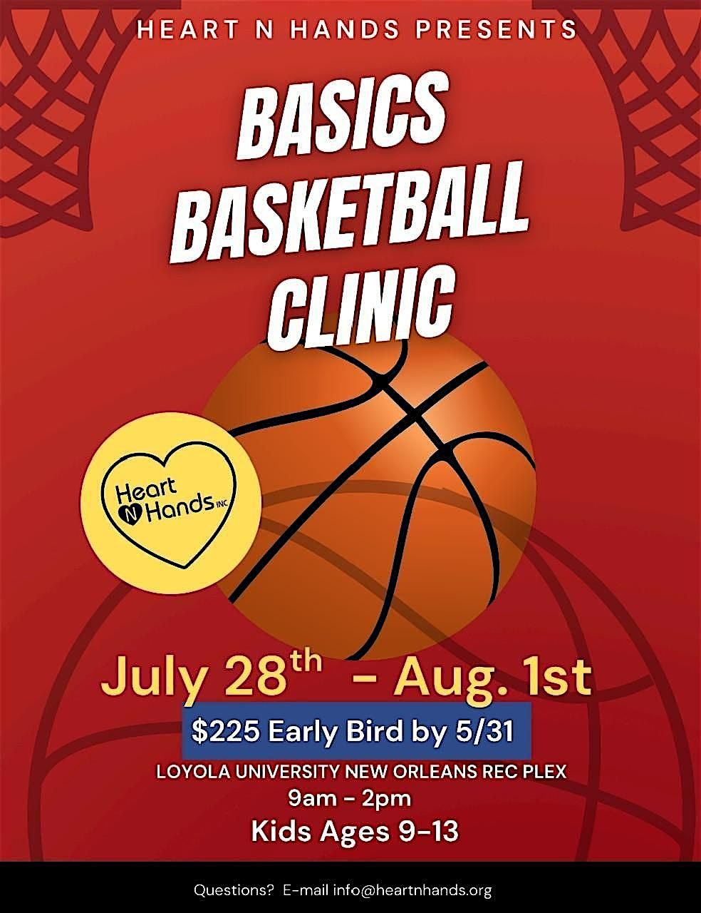Basics Basketball Clinic Sponsored by Heart N Hands, 28 July | Event in New Orleans | AllEvents