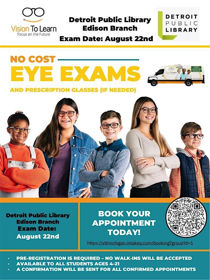 Vision to Learn: Free Exams and Eyeglasses for Kids & Teens, 22 August | Event in Detroit | AllEvents