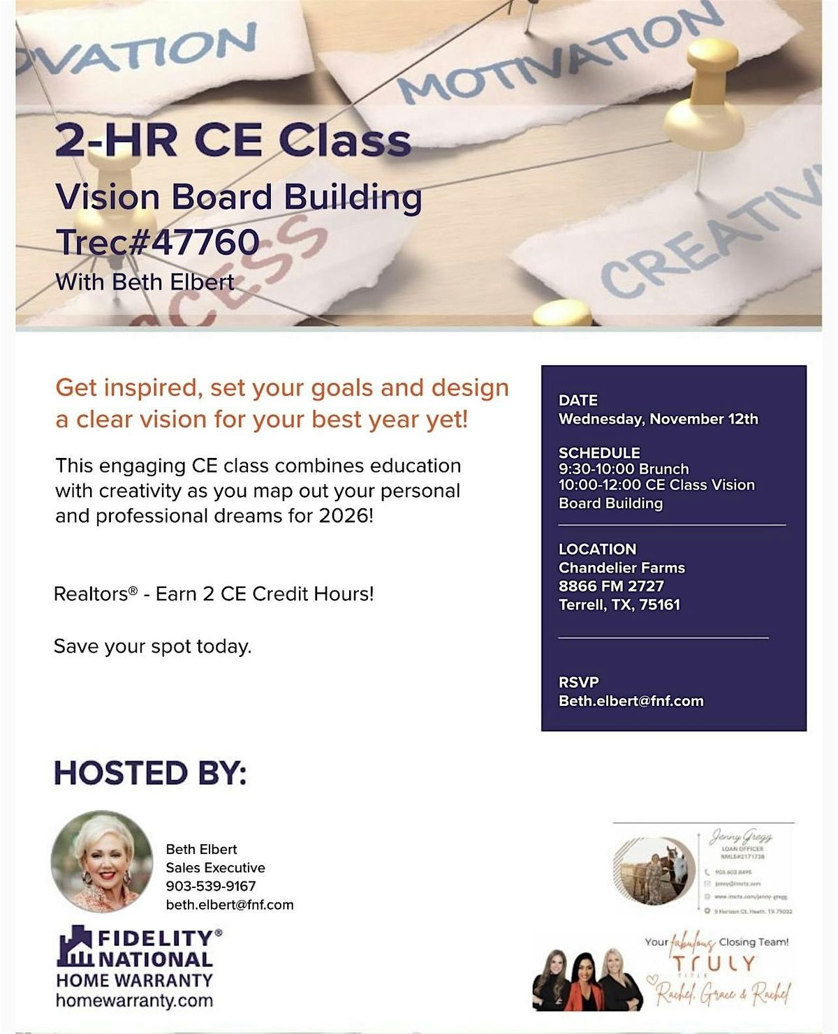 Vision Board Building, TREC Course #47760- 2 Hour CE (Cost $20), 12 November | Event in Terrell | AllEvents