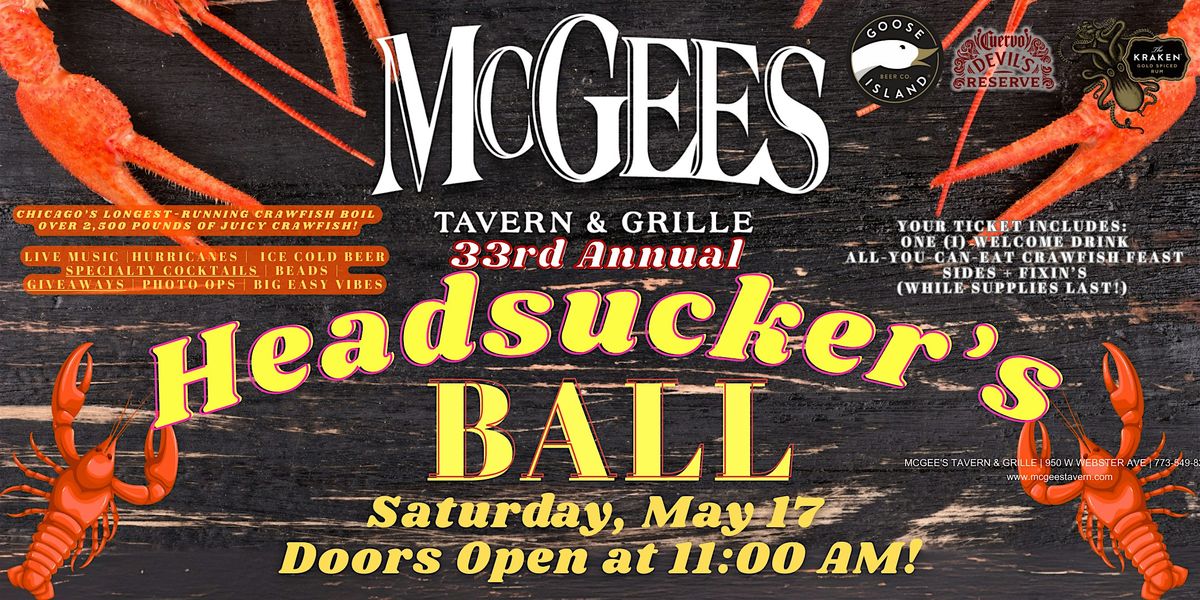 McGee's 33rd Annual Headsucker's Ball, 17 May | Event in Chicago | AllEvents