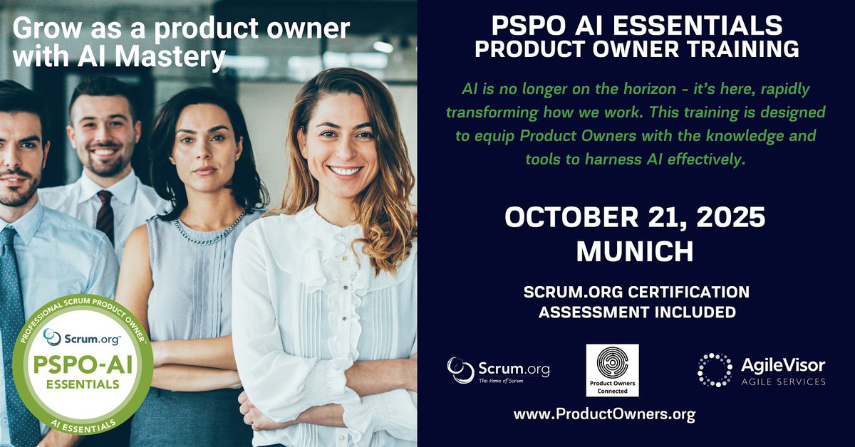 Professional Scrum Product Owner - AI Essentials (PSPO-AIE), 21 October | Event in München | AllEvents