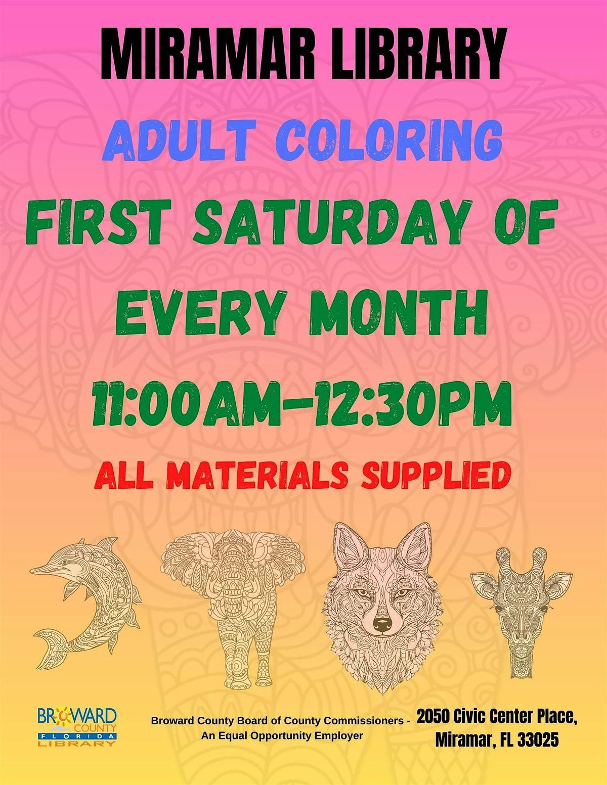 Adult Coloring, Miramar Library, 1 February to 6 December AllEvents