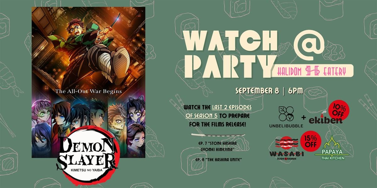 Demon Slayer Watch Party at Halidom Eatery, 8 September | Event in Atlanta | AllEvents