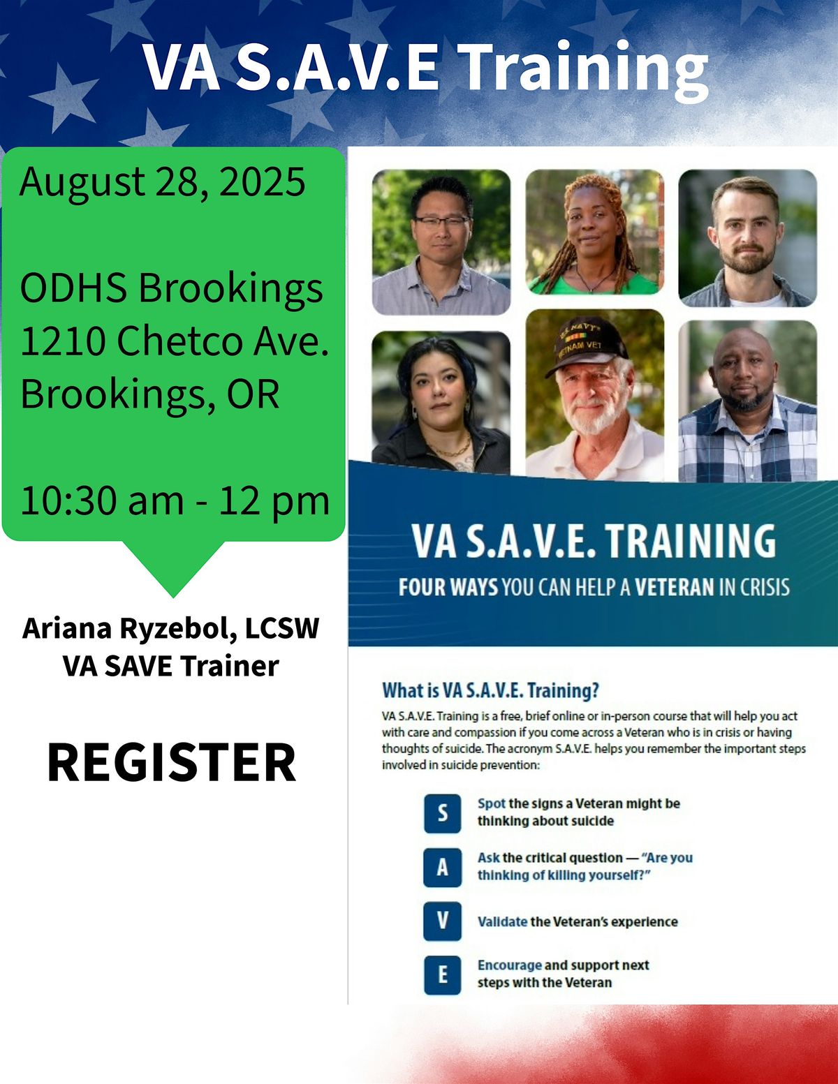 VA S.A.V.E., 28 August | Event in Brookings | AllEvents