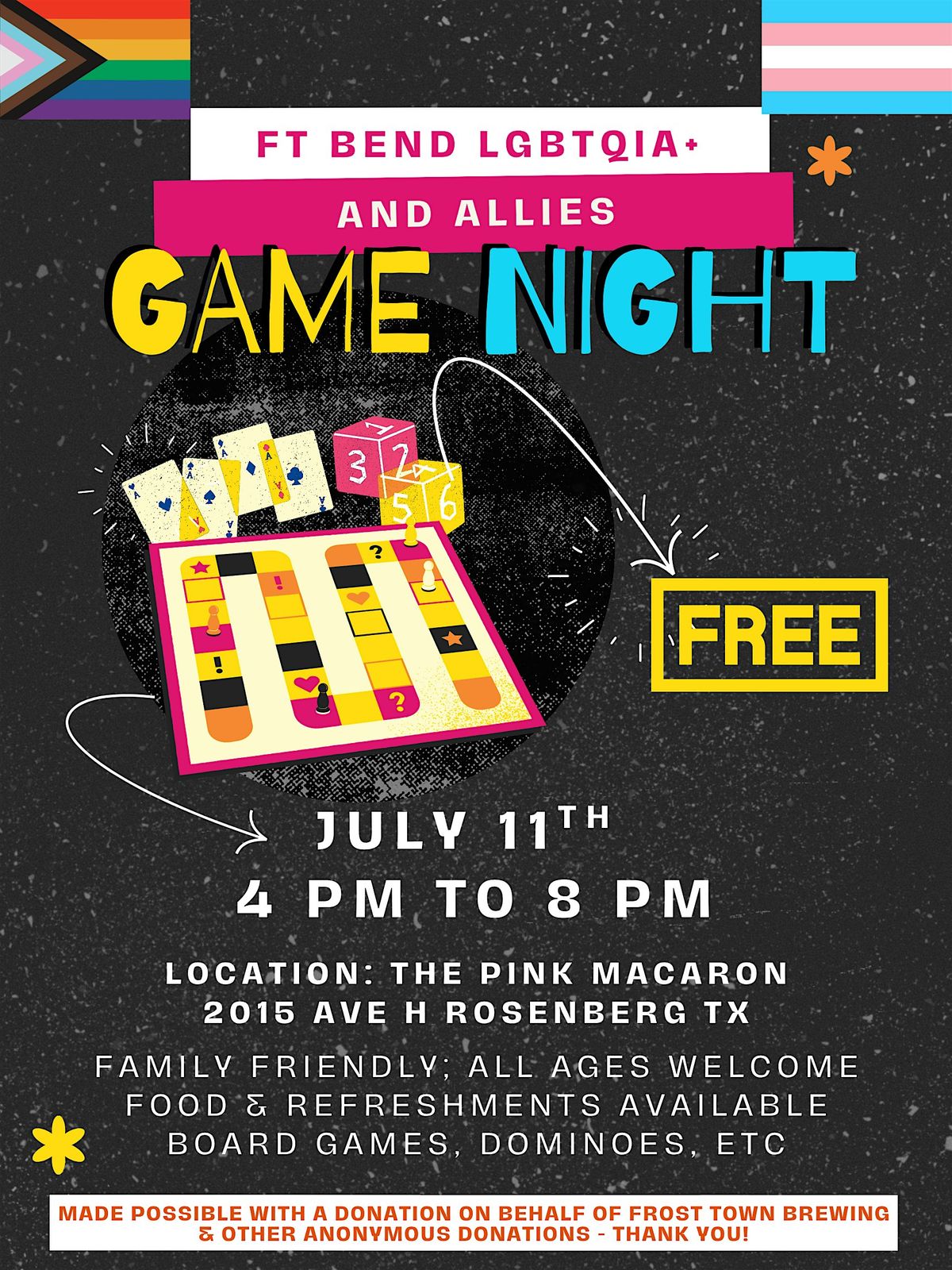 Ft Bend LGBTQIA+ Community Game Night!, 11 July | Event in Rosenberg | AllEvents