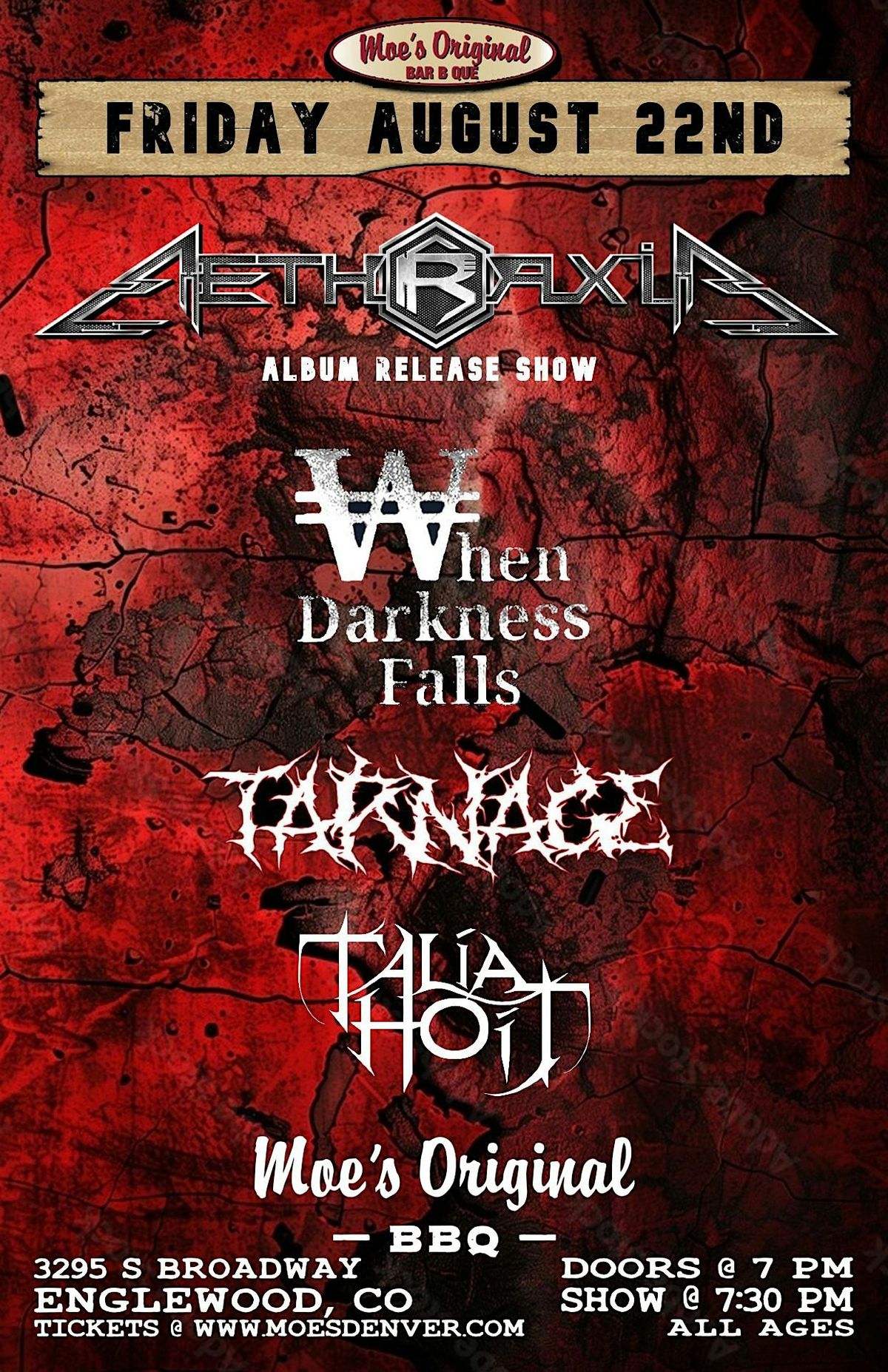 Æthraxia (Album Release) w/ When Darkness Falls + Tarnage + Talia Hoit, 22 August | Event in Englewood | AllEvents
