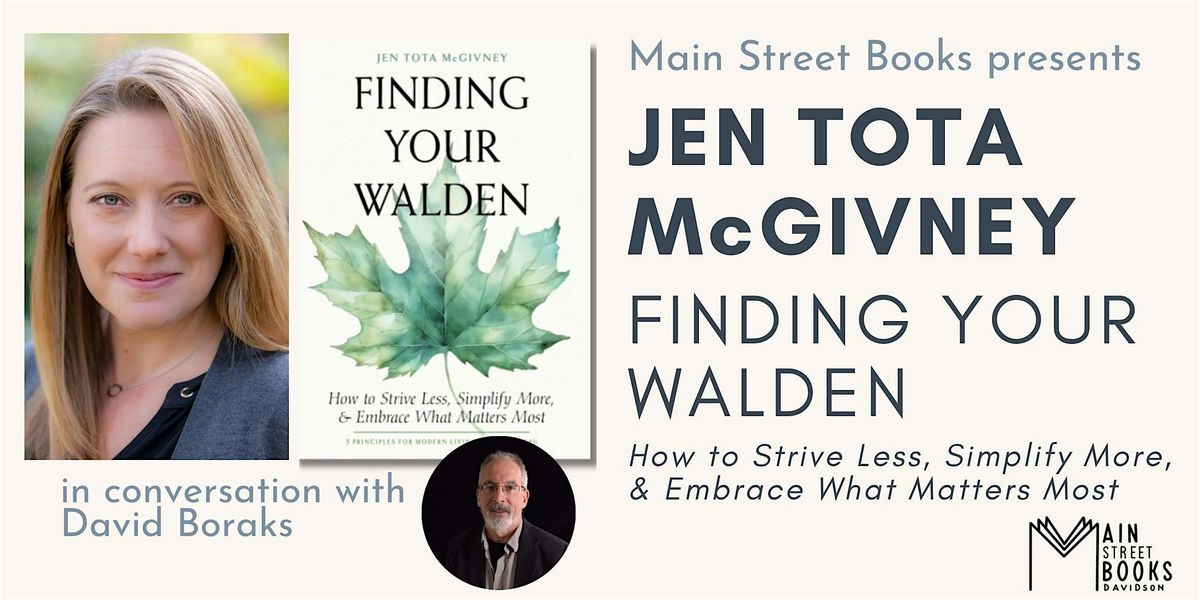 Jen Tota McGivney in conversation with David Boraks: FINDING YOUR WALDEN, 17 July | Event in Davidson | AllEvents