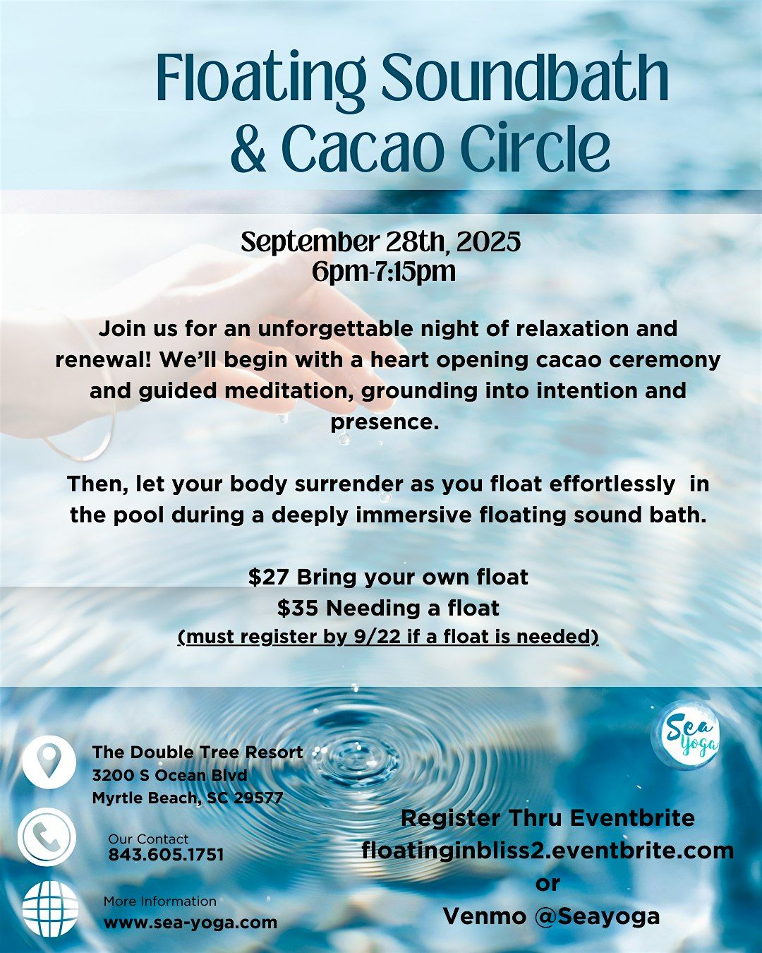 Floating Soundbath & Cacao Circle, 28 September | Event in Myrtle Beach | AllEvents