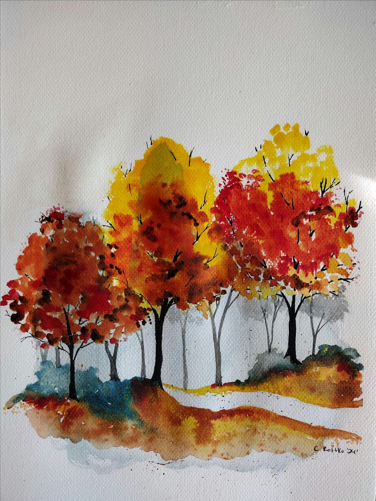 Watercolor for Beginners, Autumn Trees at Mosquito Hill Nature Center, 13 September | Event in New London