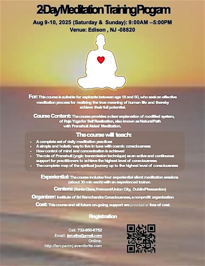 Free 2-Day Meditation Training Program in Edison NJ, 9 August | Event in Edison | AllEvents